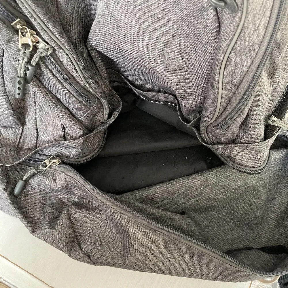 LL Bean Gray Large Backpack Laptop Travel Bag Pockets Shoe Compartment